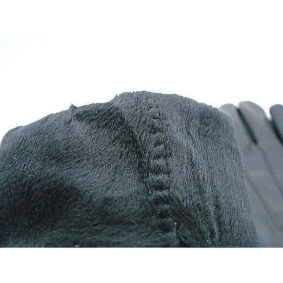 Womens Fashion Gloves Black Faux Leather Faux Fur Button Decor Wrist Length L/XL - Picture 8 of 9